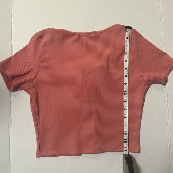 Women's Papaya Pink Tie-Front Top - Picture 5 of 5